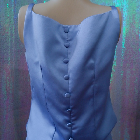 Vintage 2 Piece Dress With Blouse And Skirt In Blue - Picture 3 of 4